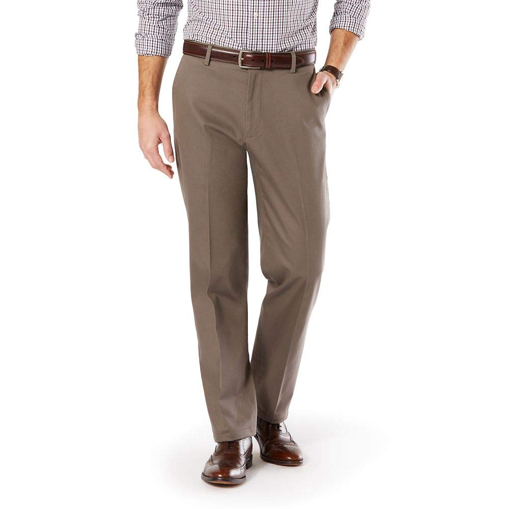 DOCKERS Men's Classic Fit Stretch Signature Khaki Pants D3, Dark Pebble (Stretch), 34W x 29L