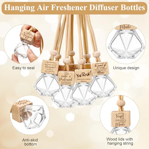 Image of Funnymoom 20 Pcs Thank You Appreciation Gift Bulk Car Diffuser Air Freshener Ornament Hanging Empty Glass Essential Oil Bottle Employee Gifts for Employee Teacher Staff Volunteer Coworker