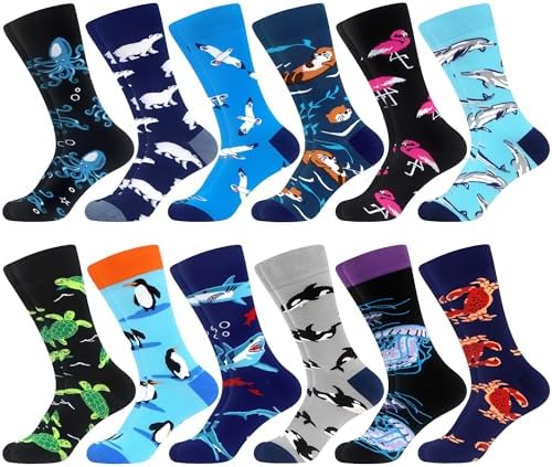 WeciBor Herren Socken aus gekämmter Baumwolle lustigen Motiven | 80 % Baumwolle Mehrfachpack, lustige Socken für den Alltag, originelles Geschenk, vielseitig einsetzbar, Weihnachts