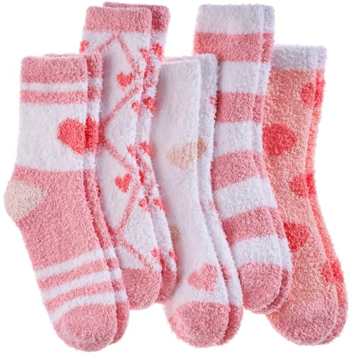 Image of LANLEO 5 /6 Pairs Womens Super Soft Fuzzy Plush Warm Winter Home Sleeping Slipper Socks