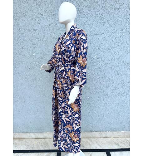 Image of Hand block print Cotton Kimono bikini cover up,Indian Hand block print Cotton Bath Robe,Swim Wear,Nighrwere Dressing Gown