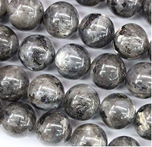 1 Strand Adabele Natural Larvikite Black Labradorite Healing Gemstone 8mm (0.31 inch) Loose Round Stone Beads (43-46pcs) for Jewelry Craft Making GF20-8 8mm (1 Strand) Larvikite (Black Labradorite)