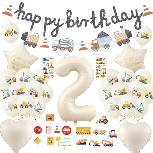 Bagger Geburtstag Deko 2 Jahre Junge - Baustelle Luftballons und Happy...