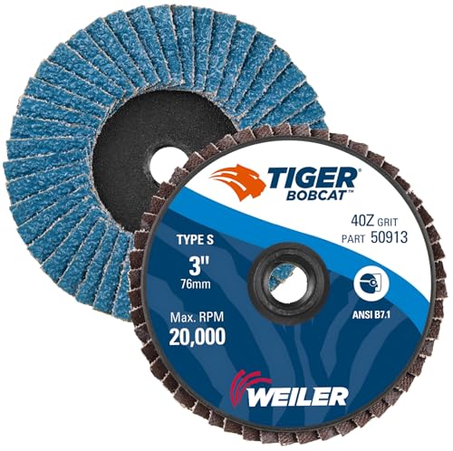 Image of Weiler 50913 Bobcat 3 inch Diameter, 40 Grit, Zirconium, Plastic Backing, Type 27 Specialty Abrasive Flap Mini Disc