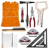 VASTOOLS MIG Welding Tools,10pc,Chipping Hammer,Leather Welding Gloves,Speed Square,Welding Clamp,Soapstone Holder,Welding Magnet,Welpers Pliers,MIG Nozzle Reamer,Wire Brush