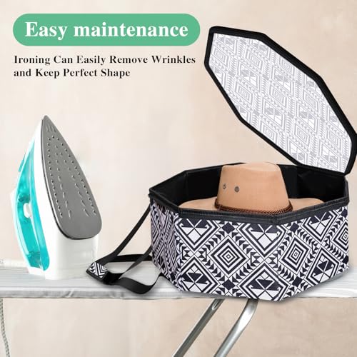 Large Hat organizer for Travel and Storage - Portable Cowboy Cap Organizer Case with Handles, Hat Box for Women Storage and Large Cap Bag for Men Carry (White)