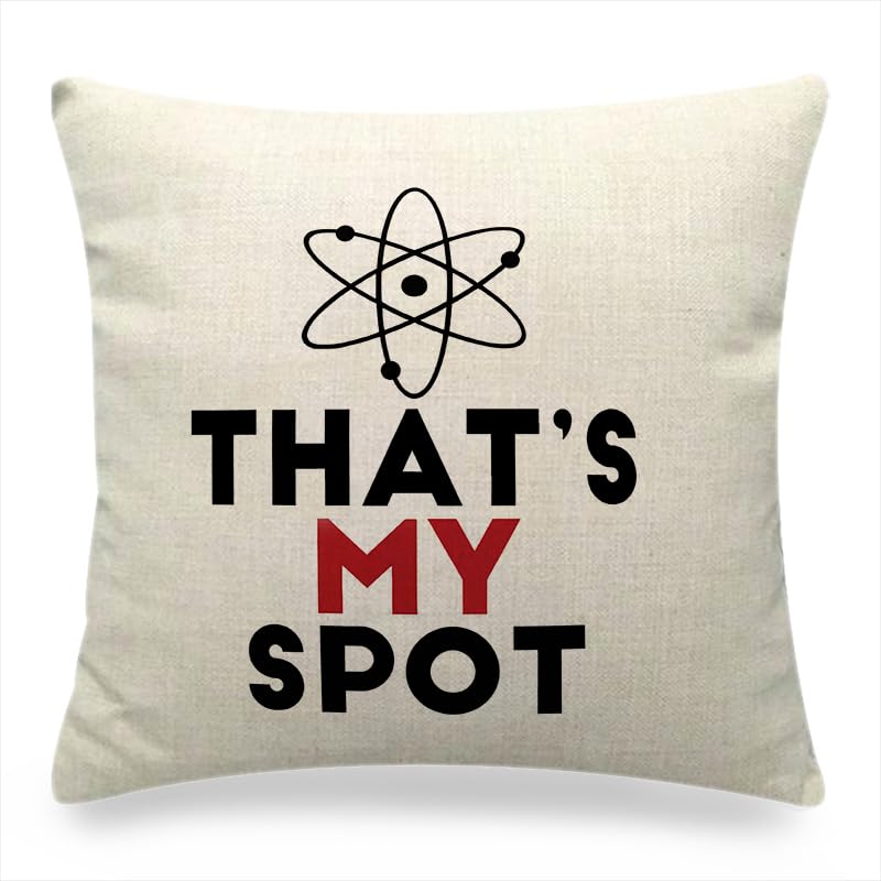 ZFENGYYUAN Sheldon Cooper Big Bang Theory Housse de coussin en lin pour homme et enfant avec inscription « This My Spot » Sans rembourrage 45 x 45 cm...