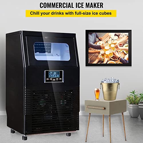 PanHuiWen Kommerzielle Eiswürfelmaschine 40 kg/24 Stunden Edelstahl Eiswurfelmaschine Ice Maker mit LCD-Bedienfeld und… – Bild 4
