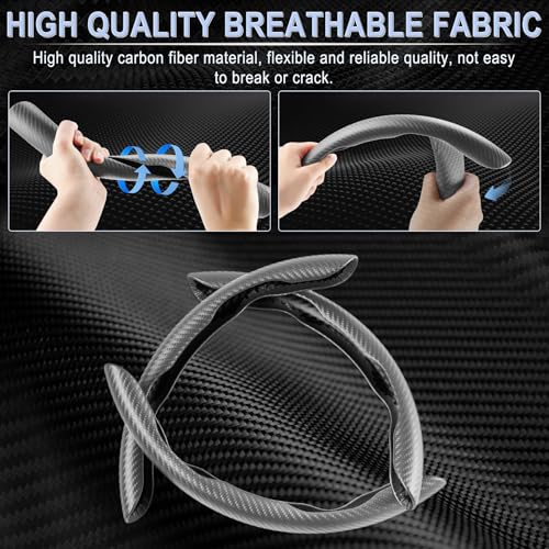 Image of Amiss 3pcs Carbon Fiber Anti-Skid Steering Wheel Cover, Waterproof & Segmented Butterfly Design, Universal 99% Vehicle Wheel Cover Protector, Car Interior Accessories (Gray-3pcs)