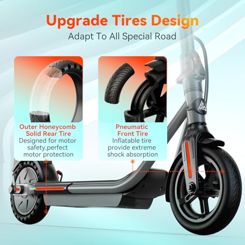 Image of TST Electric Scooter for Adult, Up to 19 MPH and 20 Miles Long Range E Scooter, 8.5 inch /10 inch Solid and Pneumatic Tire, Portable Folding EScooter with Dual Brakes, Commuting Escooter App Control