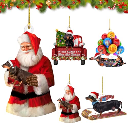 Kerstboomversiering-4-stuks-teckel-kerstdecoraties-gepersonaliseerde-kerstdecoratie-acryl-teckel-decoratie-kerstdecoratie-grappige-hangende-decoratie-rugzak-hangende-woondecoratie-kerstboom