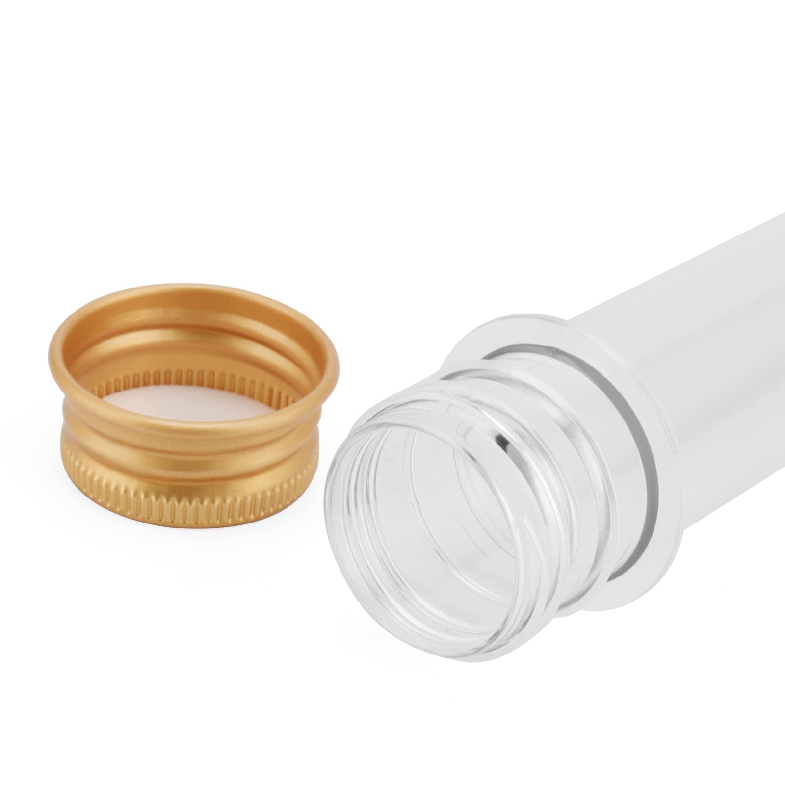 LEXININ 60 provette trasparenti da 40 ml, provette in plastica trasparente con tappi a vite dorati, tubi di plastica per decorazioni artigianali e matrimoni
