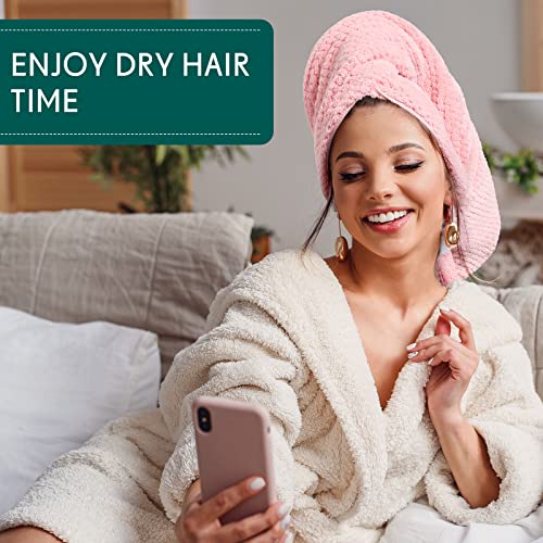 3 Pack Microfiber Hair Towel Absorbent Wrap Towel Hair Towel Turban Large Quick Hair Dry Towel Bath Head Towel Head Wrap Hair Drying Towel For Women Men Long Hair Curly Hair Shower, Pink Green White #TOP4
