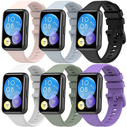 FitTurn Compatible with HUAWEI Watch FIT 2 Bands Replacement Silicone Waterproof Adjustable Sport Colorful Rubber Adjustable Sport Bands Accessories for HUAWEI Watch FIT 2 Band Accessories