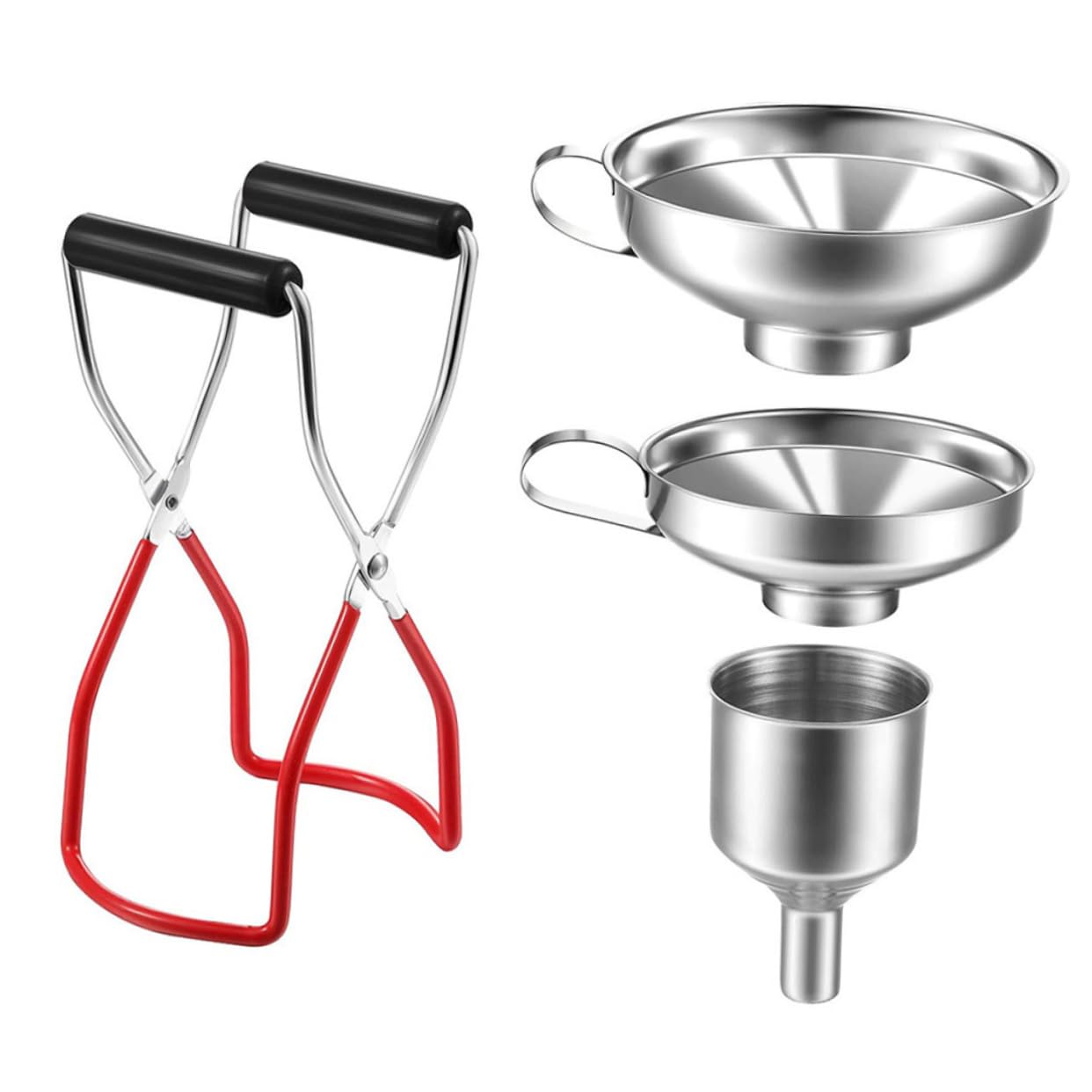 Set di 4 Imbuti da Cucina in Acciaio Inossidabile con Lifter