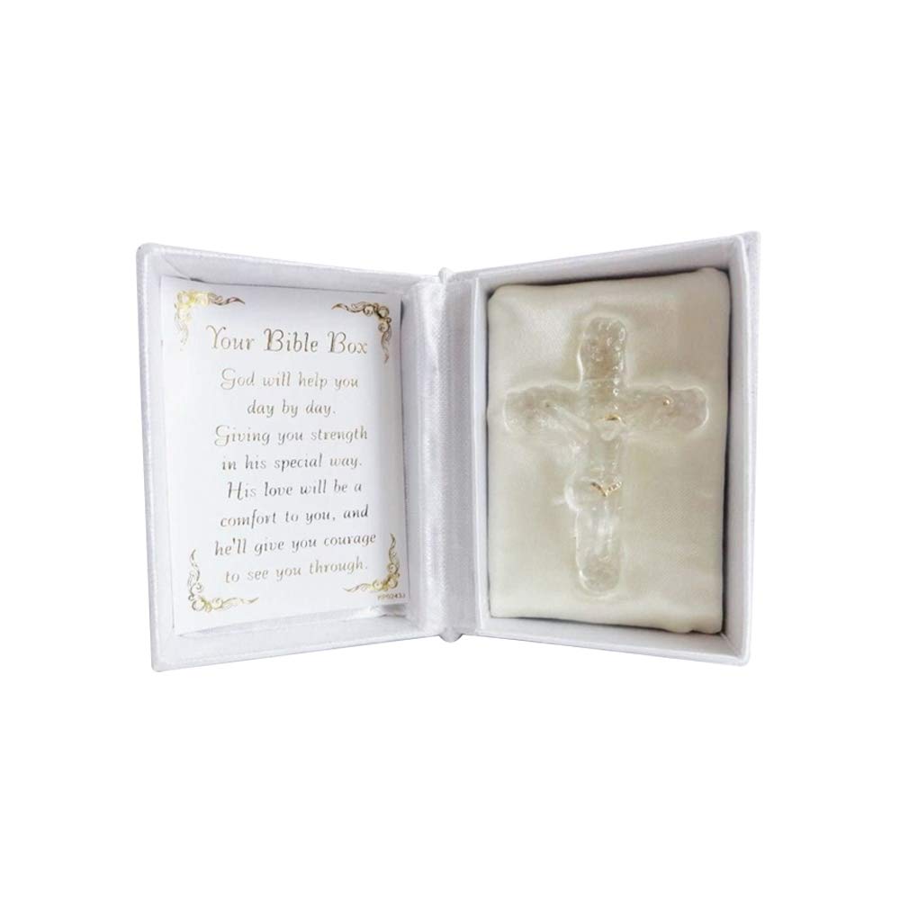 Guardian Angel Gift Ornament Glass, White Crystal Box, Holy Angel Prayer, Blessing Gift for Women and Men (Your Bible Box)