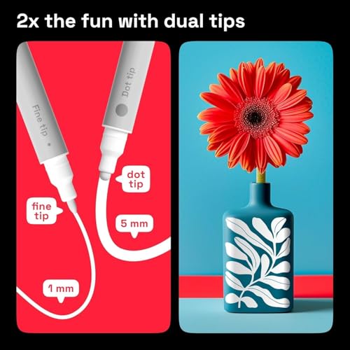 Image of ARTISTRO 5 White Acrylic Paint Markers for Rock, Fabric, Wood, Glass, Eggs - Dual-Tip Paint Pens for Coloring Books for Adults, Teens, Kids - Art & Craft Supplies - Gift Idea - Easter Basket Stuffers