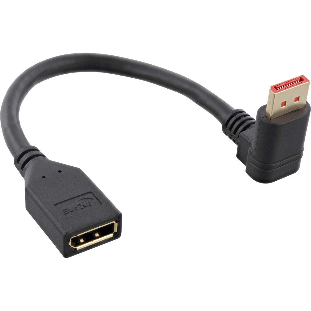 InLine® DisplayPort 1.4 kabel adaptera ST/BU, 8K4K, wygięty w dół, czarny/złoty, 0,15 m