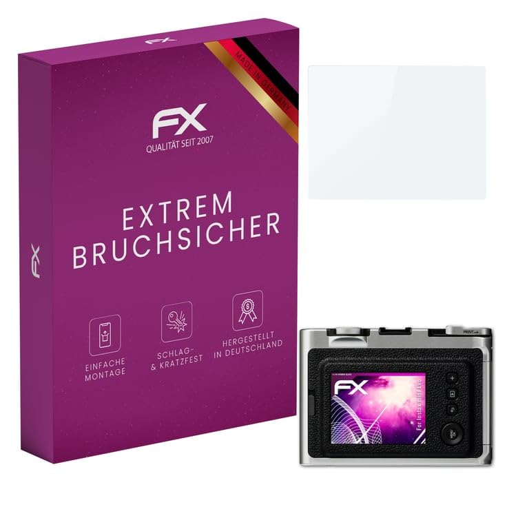 atFoliX Plastic Glass Protective Film compatible with Instax mini Evo Glass Protector, 9H Hybrid-Glass FX Screen Protector