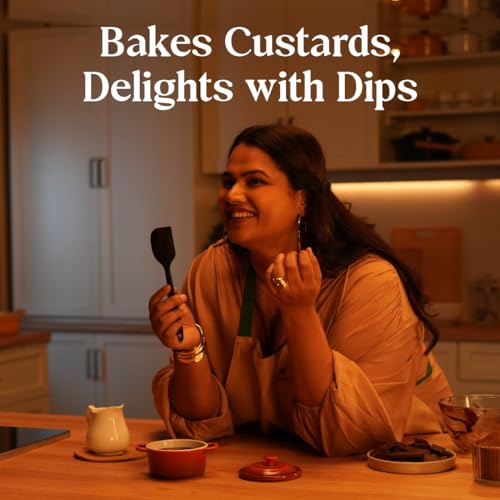 Image of CUMIN CO. Ceramic Mini Cocottes | Set of 2 | Non Toxic Bakeware | Enamel Coated Mini Pot for Lava Cake | Free Accessories | Induction, Micro & Oven Safe | Color: Rust
