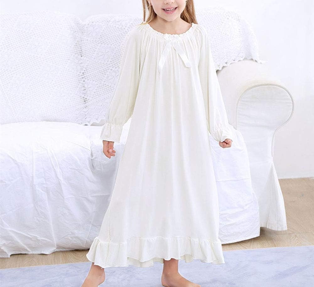 CHUNG Toddler Little Big Girls Modal Nightgowns Soft Princess Short Sleeve Round Square Neck Long Sleep Dress Vintage… - Image 2