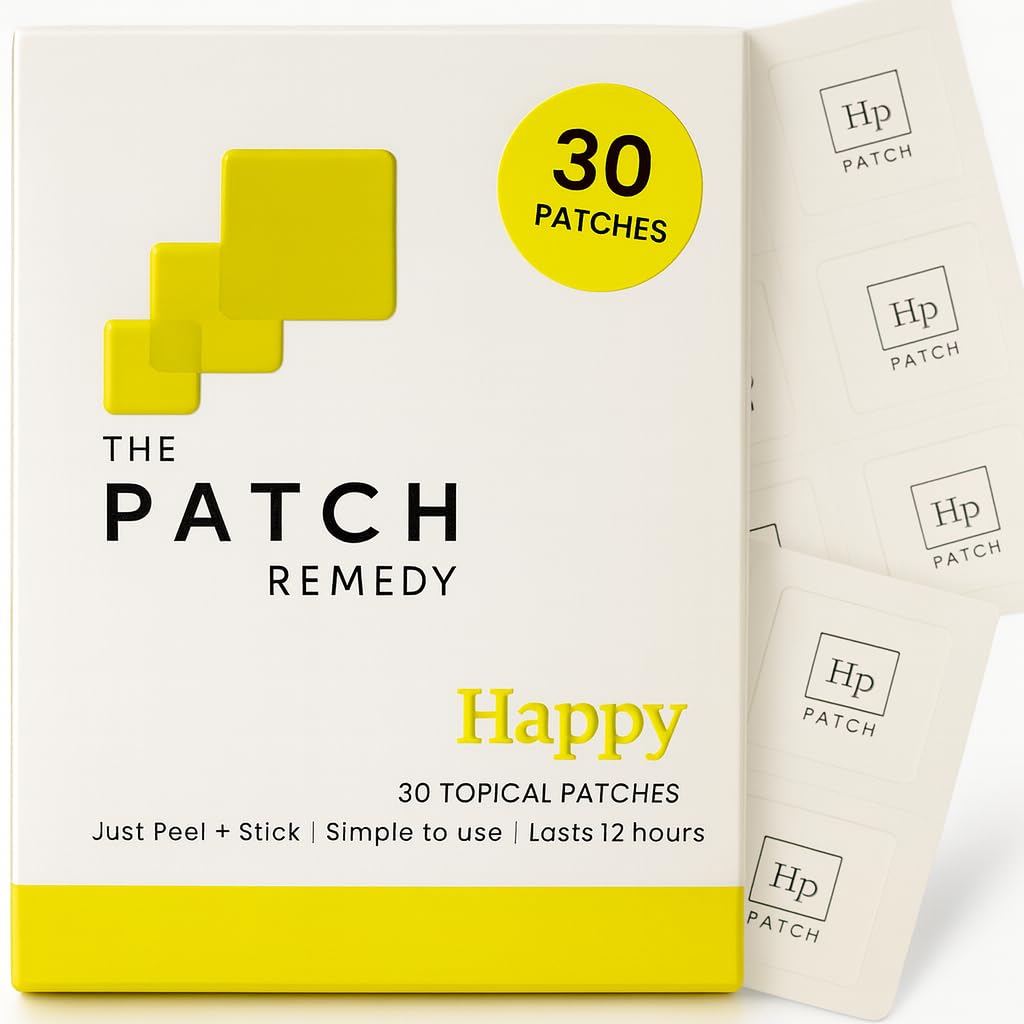 The Patch Remedy Happy Patch | 5-HTP, L-Theanine, Rhodiola, Inositol, B6, Vitamin D3 | 30 Patches
