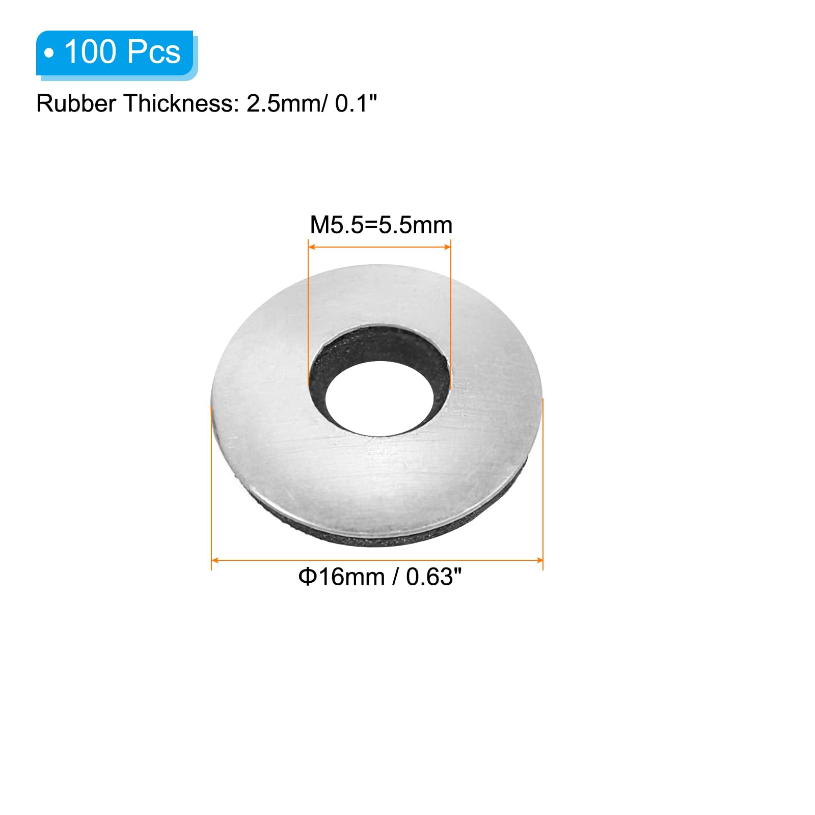 PATIKIL 7/32"x5/8" Aluminum EPDM Bonded Sealing Neoprene Rubber Sealing Washers - Image 2