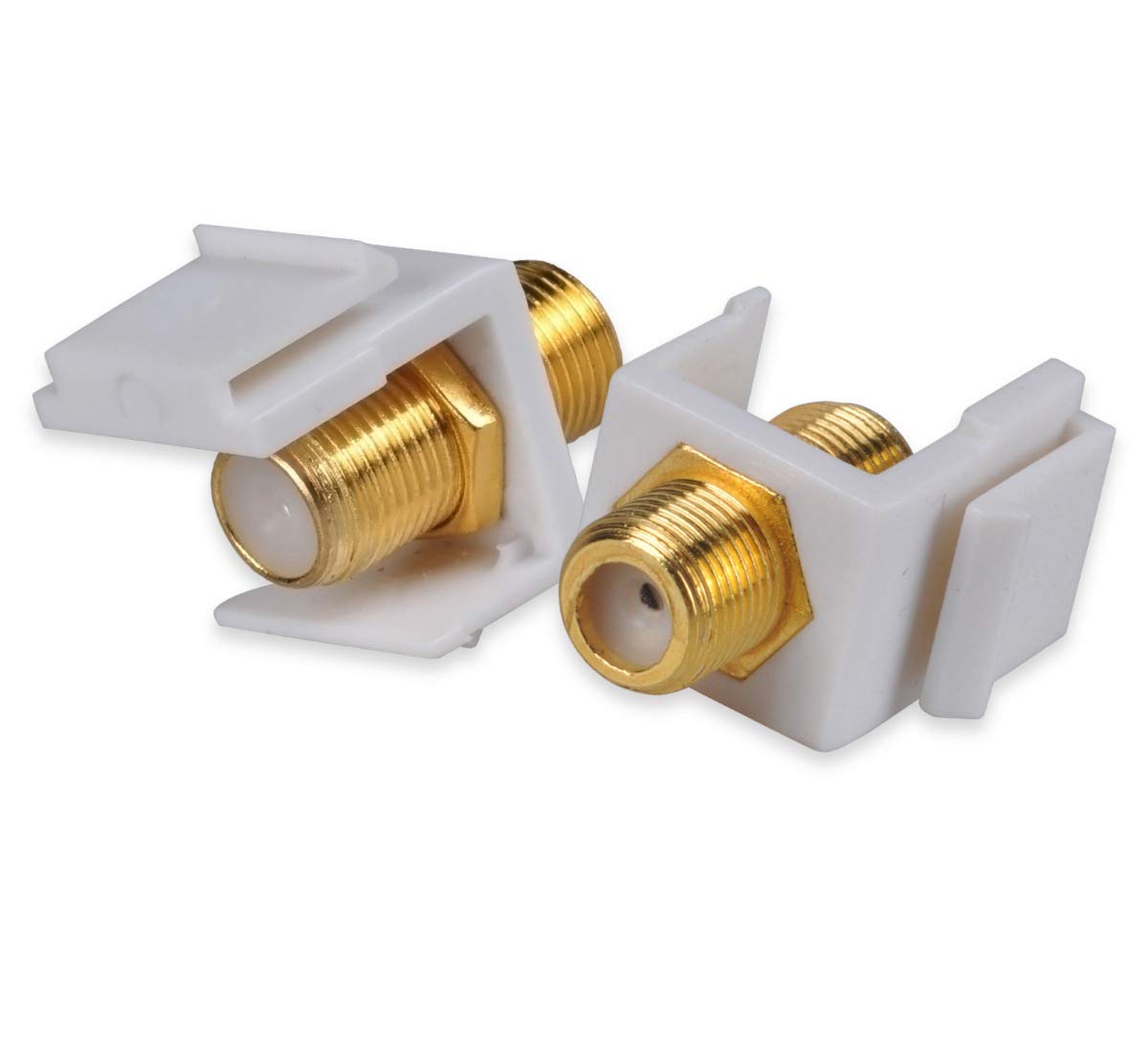 DCFun RG6 Coaxial Keystone Jack Inserts Female F-Pin Connector for Wallplate - Pack of 4