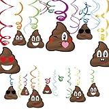 Gallasy 34Pcs Poop Hanging Swirl Decoration, Hard Card Poo Brown Hanging Decoration for Halloween, Birthday, Retirement Party, Funny Pranks Joke Decoration