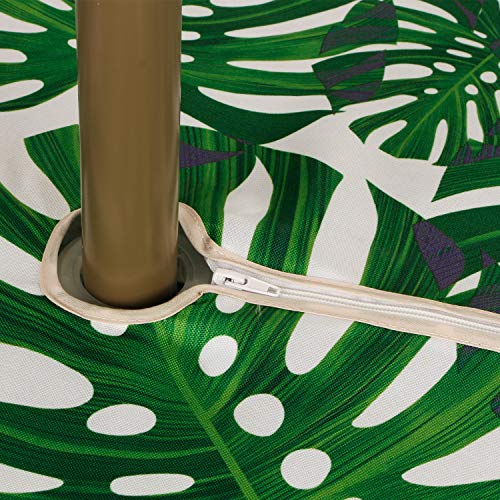 Image of EHouseHome Outdoor and Indoor 60inch Round Tablecloth with Umbrella Hole and Zipper, Waterproof Zippered Patio Cloths, Spring /Summer Table Covers for Backyard Circular Table /BBQs /Picnic