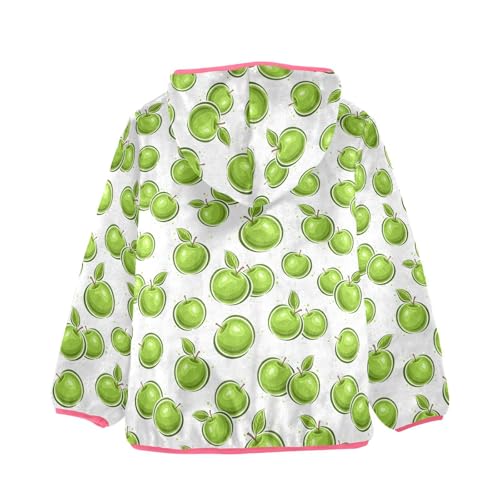 Green Apple Toddler Fleece Jacket Baby Girls Hooded Zipper Long Sleeve Thick Warm Outerwear 3-10 Years2