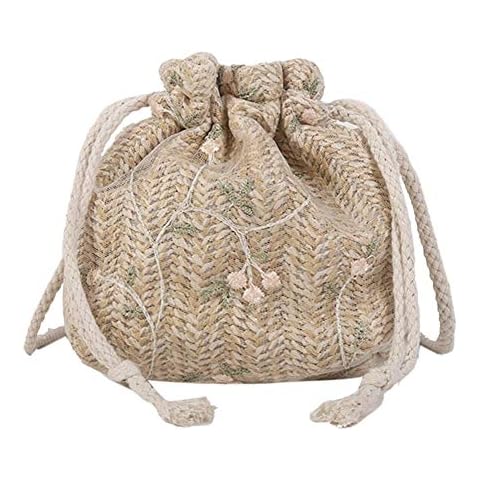 Simple Drawstring Shoulder Crossbody Handbags Women Lace Flower Decor Sling Bags Cover