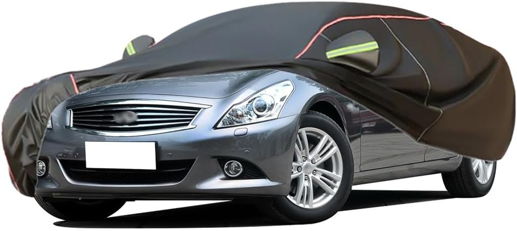 WOLWES Car Covers are Suitable for Infiniti G25/G25x 2004-2013 All-Weather Windproof, Snowproof, Rainproof, UV-Protected and Breathable All-Season Universal with Side Door Zip Oxford Cloth Car Covers