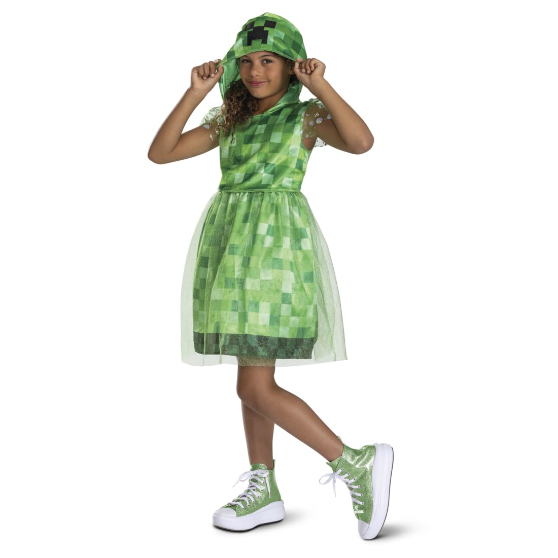 Minecraft Creeper Fancy Dress for Kids Official Licensed Dress Up for Girls Inspired Movie - Image 2