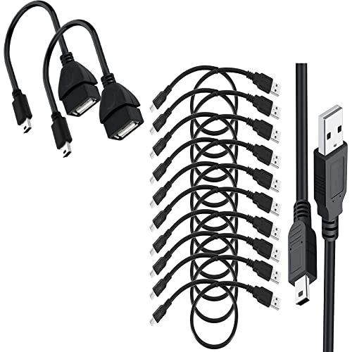 Saitech It 2 Pack Mini Usb 2.0 Otg Cable 15Cm Bundle With 10 Pack Usb 2.0 A To Mini 5 Pin B Cable For External Hdds/Camera/Card Readers/ Mp3 Player 35Cm -Black #TOP16