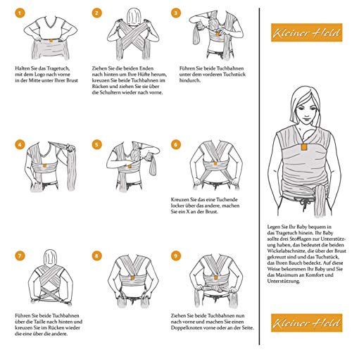 Kleiner Held® Baby Tragetuch - hochwertiges elastisches Tragetuch - Babytrage für Früh- und Neugeborene Babys ab Geburt bis 18 kg inkl. Bindeanleitung und Aufbewahrungstasche I Farbe dunkelgrau - Image 8
