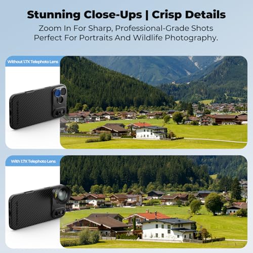 Freewell 1.7X Telephoto Lens for iPhone & Samsung – 17mm Threaded Premium Portrait & Wildlife Lens