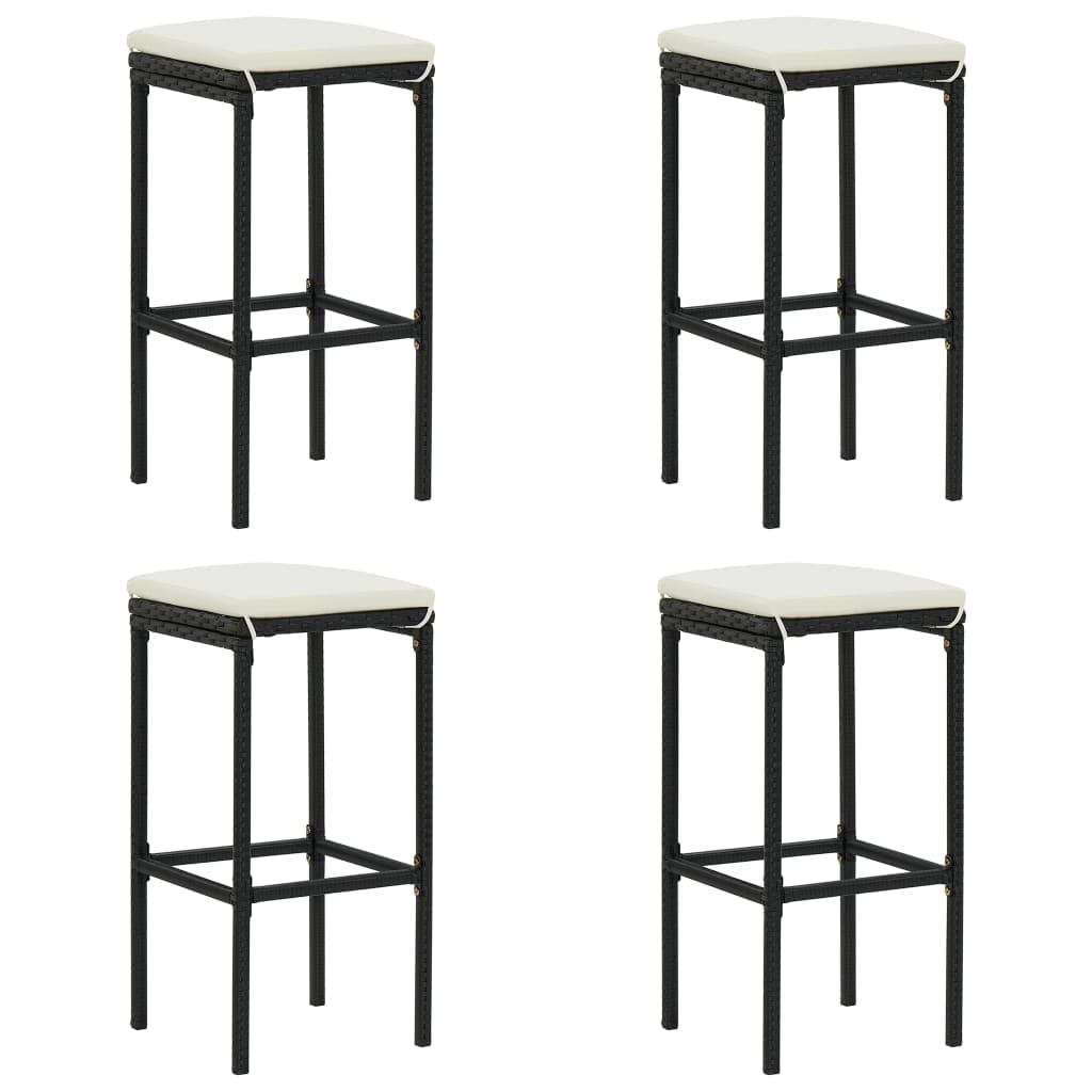 vidaXL Set Bar da Giardino 5 pz con Cuscini Polyrattan Nero