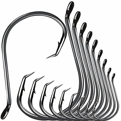 Fishing Hooks 2X Strong Offset Octopus Circle Hooks Freshwater Saltwater Fish Catfish Hooks Bulk Fishing Gear Equipment Supplies Hooks Set-50 Pack(1# 50/Pack) #TOP26