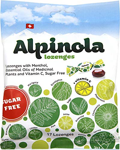 Alpinola Lozenges with Menthol, Essential Oils & VIT C, Sugar