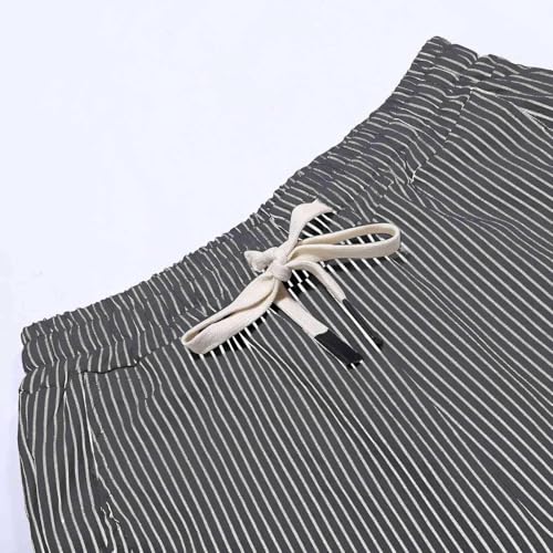 Striped Linen Capri Pants Women,2025 Casual Lightweight Summer Cropped Pants Beach Outfits2