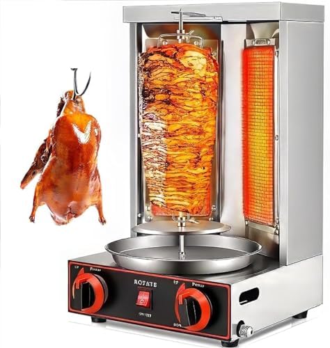Commercial Electric Shawarma Kebab Machine - Vertical Gyro Rotisserie with Adjustable Temp 50-350℃ - Perfect for Home Cooking & Catering Events