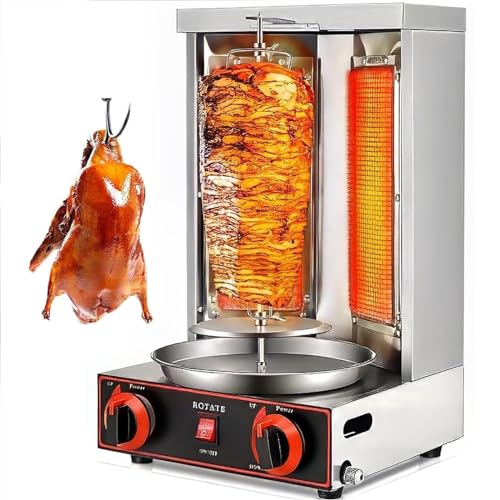 Electric Doner Kebab Machine Vertical Broiler Gyro Rotisserie with Temperature Adjustment - Commercial Home Kitchen Appliance