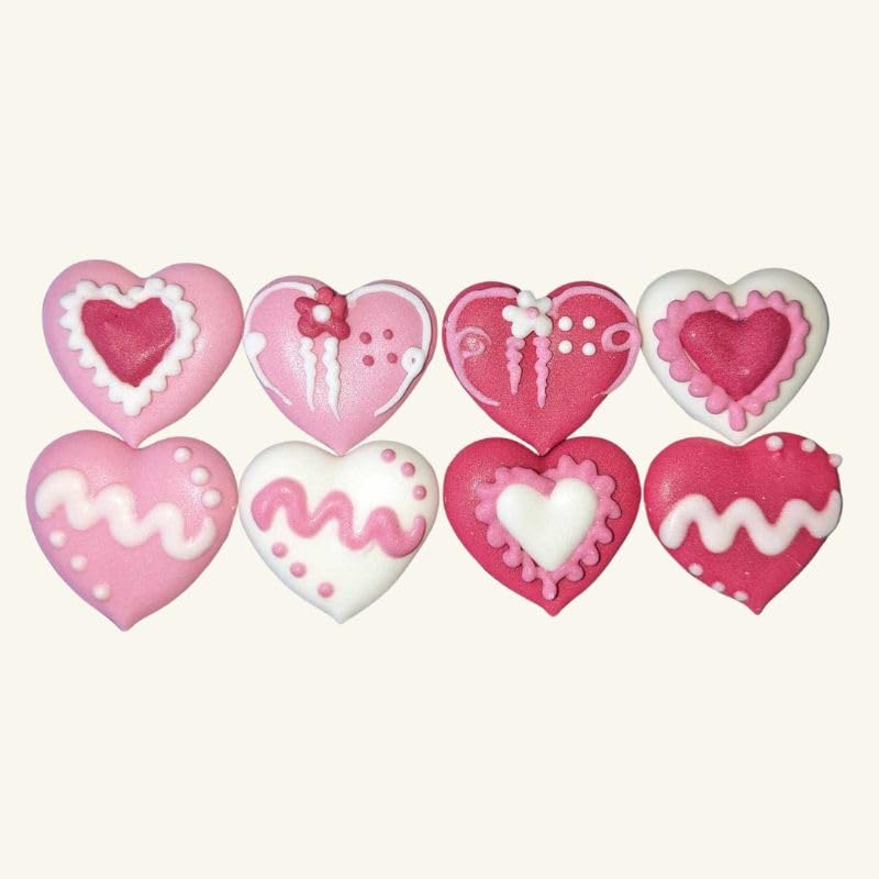 8 sugar hearts - sugar decoration