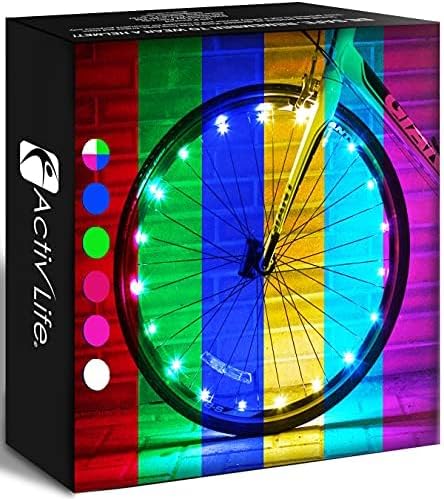 activ life 2-tire pack led bike wheel lights with batteries included, get 100% brighter and visible from all angles for ultimate safety and style color-changing
