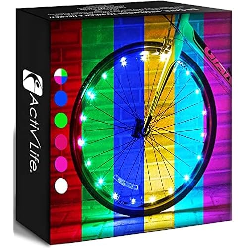 Activ Life 2-Tire Pack LED Bike Wheel Lights with Batteries Included, Get 100% Brighter and Visible from All Angles for Ultimate Safety and Style