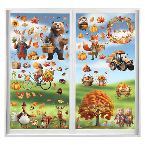 Erntedankfest Fensteraufkleber Fensterbilder Herbst Selbstklebend...