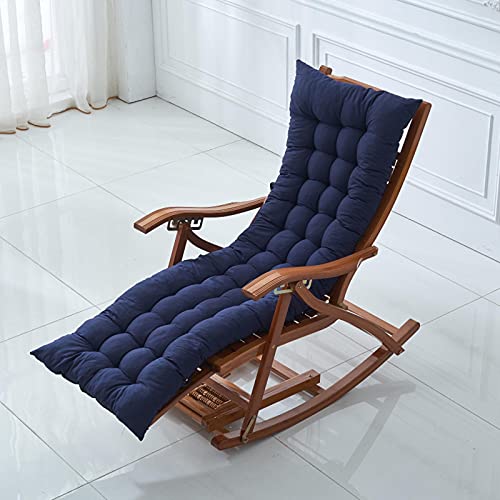 Cojín para tumbona de exterior, 8 cm de grosor, para mecedora de jardín, para muebles reclinables, cojines de silla de interior y exterior (azul oscuro, 165 x 50 cm)