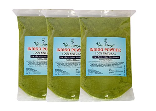 Yauvanya Pure Indigo Powder (100% natural, chemical free, ammonia free) Hair Color for hair - 300 Gms (3 packets of 100 Gms each)