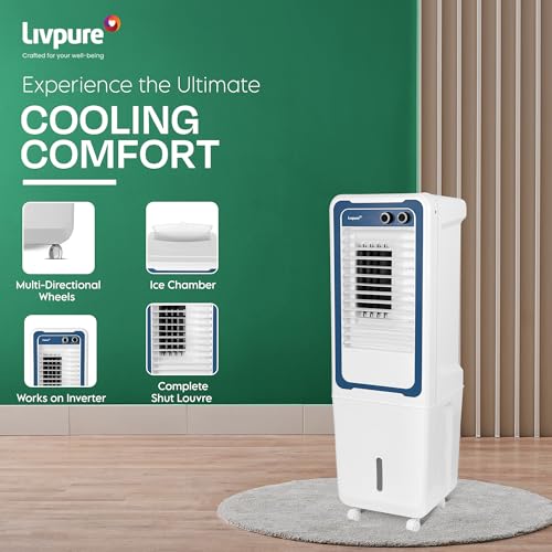 Image of Livpure Magnakool Tower 57L Air Cooler|High Speed Air Delivery|188 Sq.Ft. Large Area Coverage|Ice Chamber|High Density Honeycomb Pads|Inverter Compatible|2Yrs Motor Warranty,1 Yr Comprehensive(White)